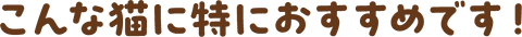 こんな猫に特におすすめです！
